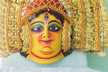 Fototapeta premium Chhau or Chhou masks on diaplay for sale