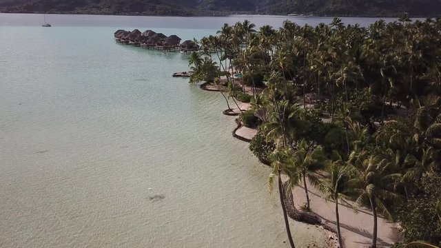 Taha and Bora Bora aerial view panorama landscape French Polynesia
