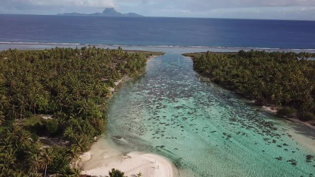 Taha and Bora Bora aerial view panorama landscape French Polynesia