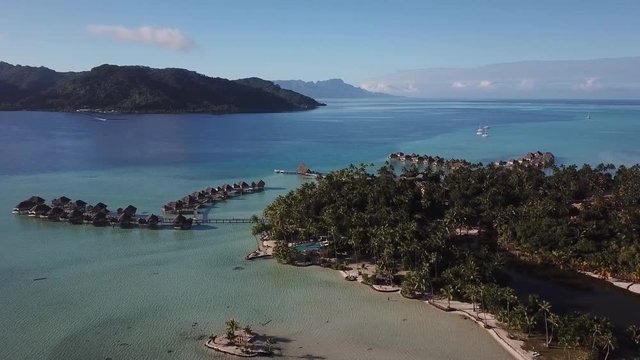 Taha and Bora Bora aerial view panorama landscape French Polynesia
