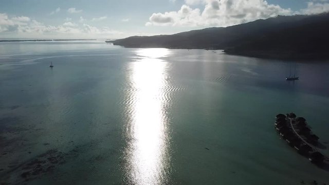 Taha and Bora Bora aerial view panorama landscape French Polynesia