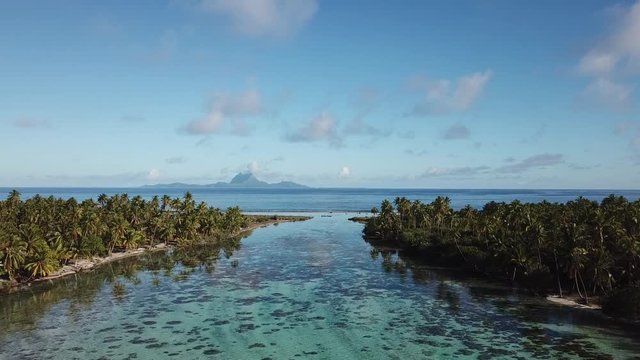 Taha and Bora Bora aerial view panorama landscape French Polynesia