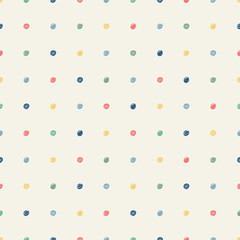 Simple hand drawn multicolored scribble polka dots pattern background texture.