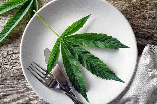 Cannabis Leaf on Plate