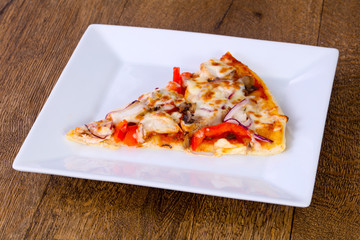 Pizza with beef and onion