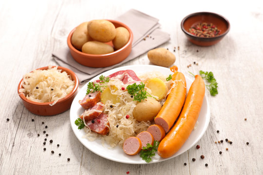 sauerkraut with potato and sausage