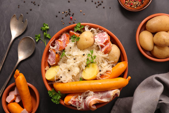 sauerkraut with potato and sausage