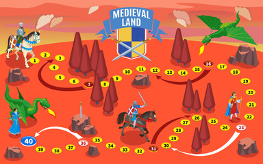 Fototapeta na wymiar Medieval Party Game Map