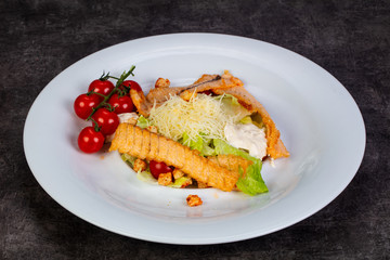 Calad Caesar with grilled salmon