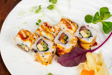 Japanese roll with tuna and eel