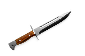 vintage combat knife bayonet isolated on white background.
