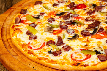 Pizza with sausages