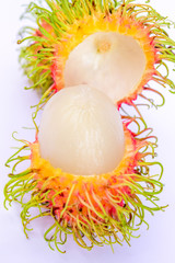 Rambutan fruit on white background