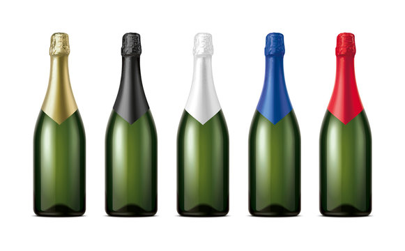 Bottles of Champagne. Version with Dark Green Glass. 