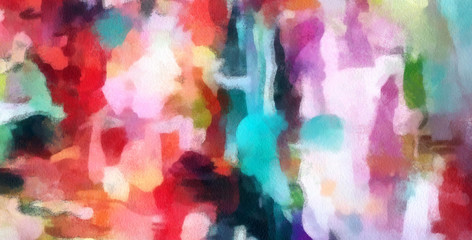 Detailed close-up grunge multi color abstract background. Dry brush strokes hand drawn oil painting on canvas texture. Creative simple pattern for graphic work, web design or wallpaper. 