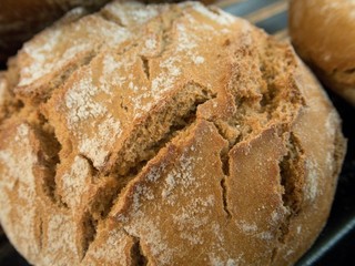 fresh baked bread in supermarket
