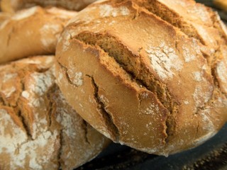 fresh baked bread in supermarket