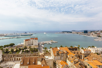 Obraz premium View of the Port of Split, Croatia, with Cruise Ships