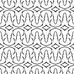 Black and white Geometric pattern in repeat. Fabric print. Seamless background, mosaic ornament, ethnic style.   