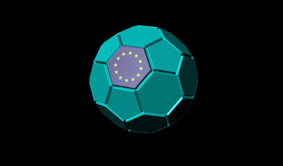 3D render of soccer ball European Union flag