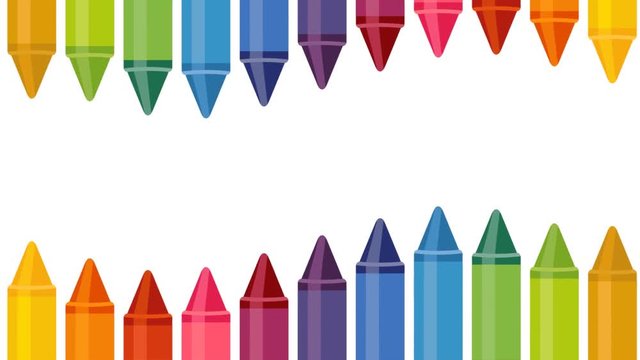 Background with colored crayons on white background. Seamless loop for your Back To School Projects. High-Quality Animation. 4K 29.97fps