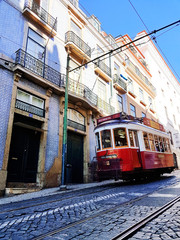 Naklejka na ściany i meble Tram in Lisbon, Portugal