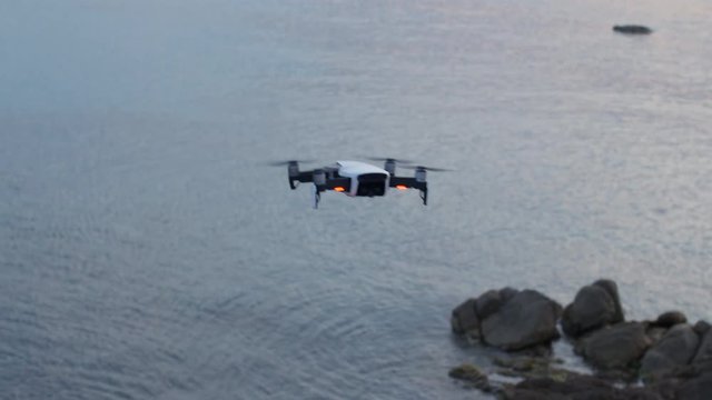 Drone New Generation with High resolution Camera Flying on the Sea