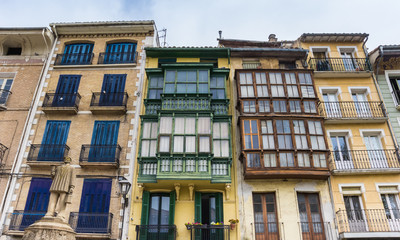Typical Navarra houses with bay windows in Estella, Spain