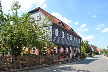 Obercunnersdorf - tradycyjne budownictwo łużyckie - obrazy, fototapety, plakaty