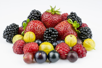 Summer berries is isolated on a white background.