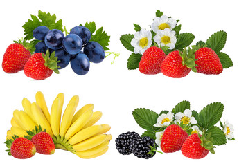 collection of fresh berries isolated on white background