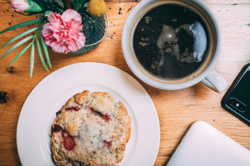 Scone and Coffee Lay Flat