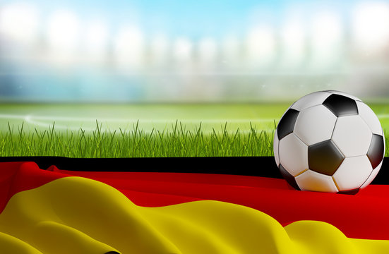 German Soccer Ball And Flag 3d-illustration