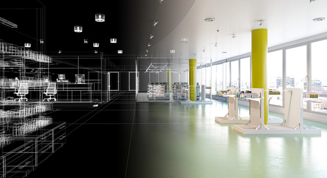 Progetto Farmacia, Industria Farmaceutica, Prodotti, Farmaci, Medicine, Illustrazione 3d, BIM