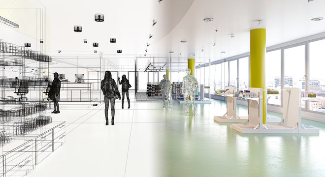 Progetto Farmacia, Industria Farmaceutica, Prodotti, Farmaci, Medicine, Illustrazione 3d, BIM