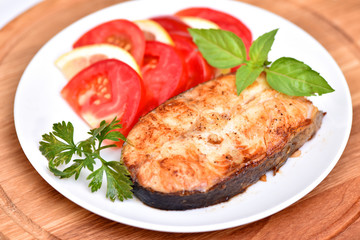 A fish dish. Mediterranean Kitchen. Healthy eating.