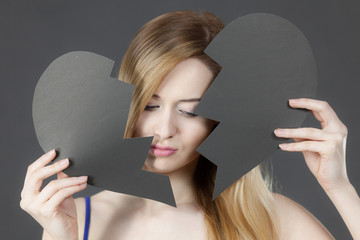 Unhappy woman with broken heart.