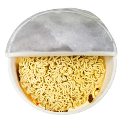 Zelfklevend Fotobehang half-open cup with dried instant noodles © vvoe