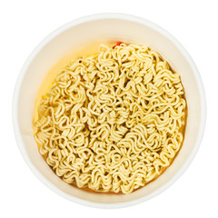 top view of open cup with dried instant noodles