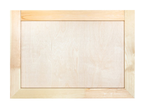 frame with natural birch wood canvas isolated