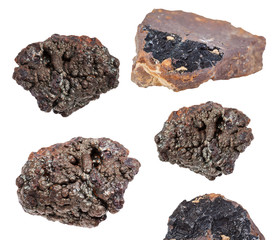 collection of various Goethite stones isolated