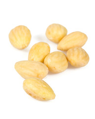 Fototapeta na wymiar blanched almonds isolated on white