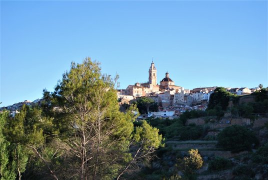 View of the town of Chelva from mountains