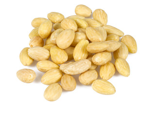 blanched almonds isolated on white