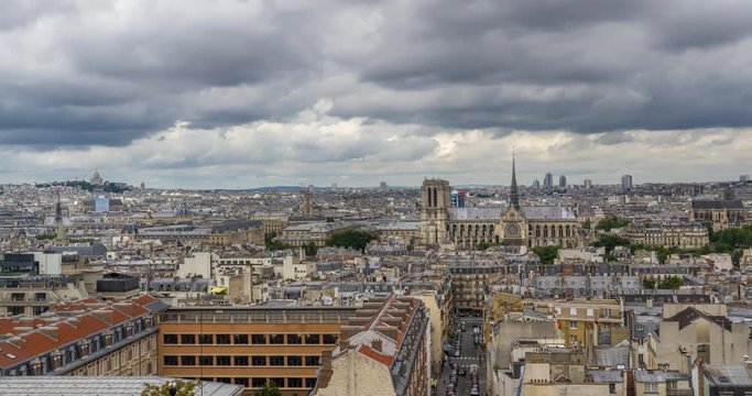 Notre Dame de Paris as seen from the Pantheon 4K timelapse