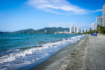 Beautiful Salguero beach in Santa Marta, Colombia
