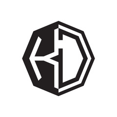 two letter KD octagon negative space logo