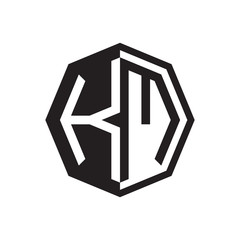 two letter KM octagon negative space logo