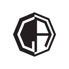 two letter LA octagon negative space logo