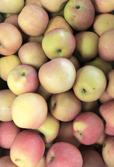 Fruit basket filled with apples in the fruit market